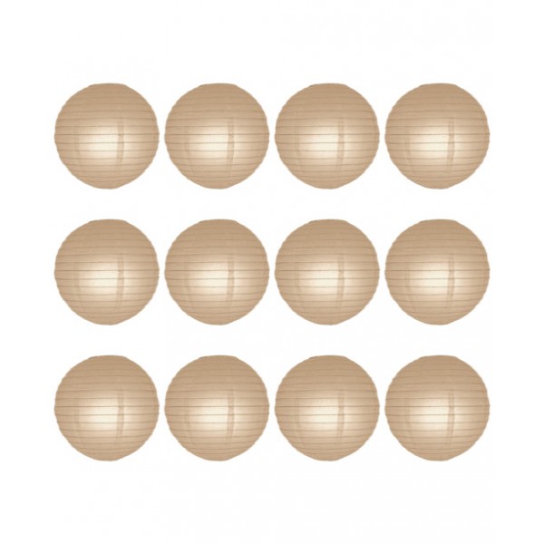 16" Paper Lanterns round 'Latte' - Regular Wire Value Pack (12 pieces)